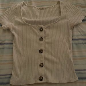 White semi crop shirt